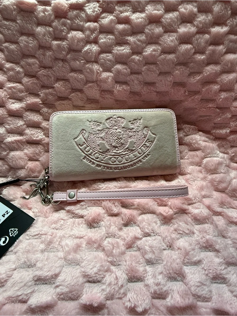 Juicy Couture UK Long Wallet Beige / Pink **Born In Glamorous USA** design! NWT! - Picture 5 of 10